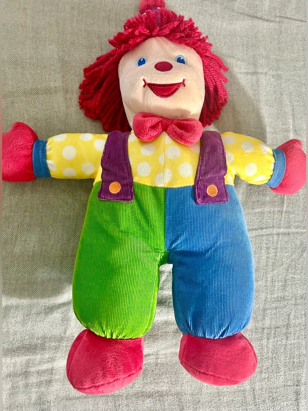 Gymboree 2005 Gymbo the Clown, Colorful Plush Toy - Red, Yellow, Green & Blue
